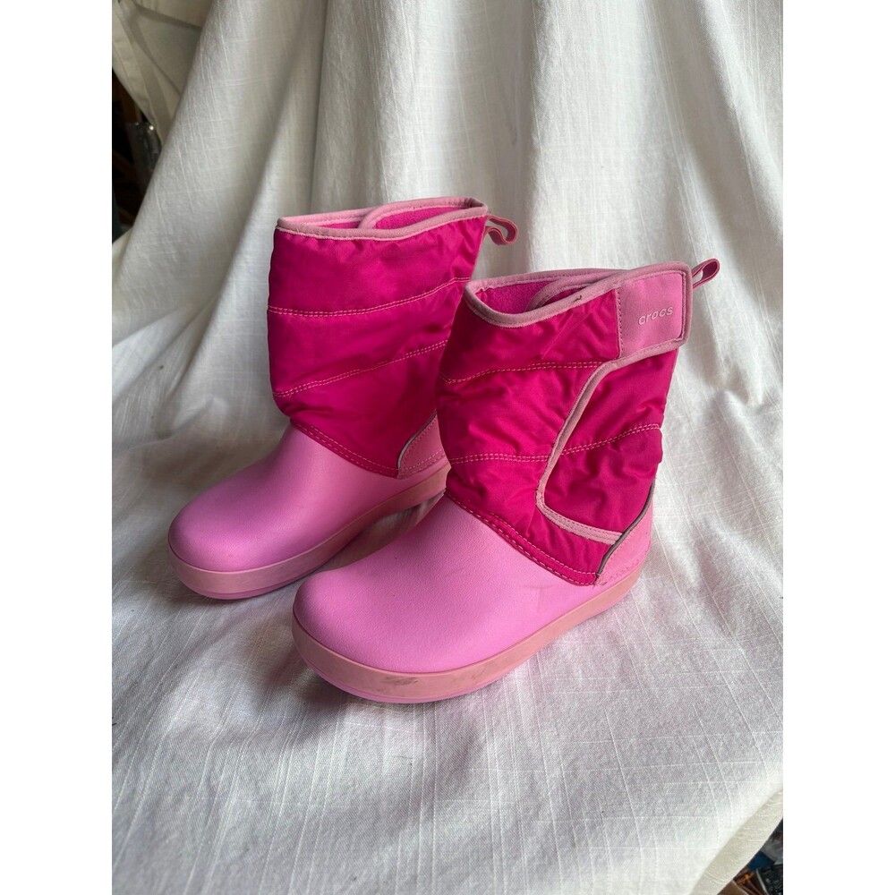 Crocs girls size J 1 big kid pink winter boots crocs shoes
